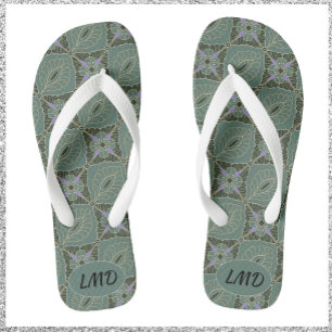 Moss Green Batik Print Thongs