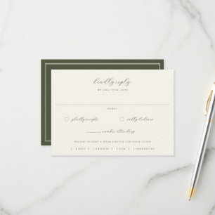 Moss Green Beige Wedding Meal Choice RSVP Card