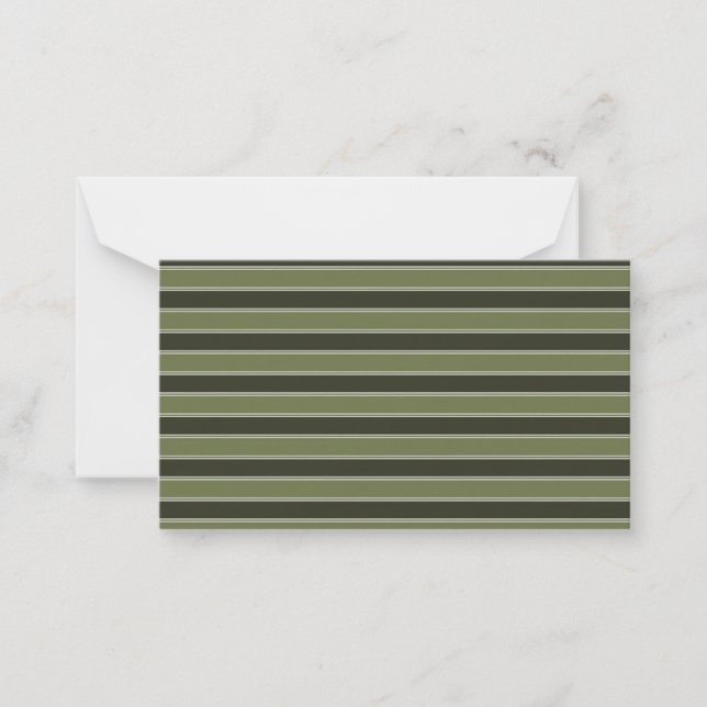 Moss Green Black Horizontal Lines Stripe Geometric Card (Front)