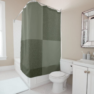 Moss Green Block Grid Shower Curtain