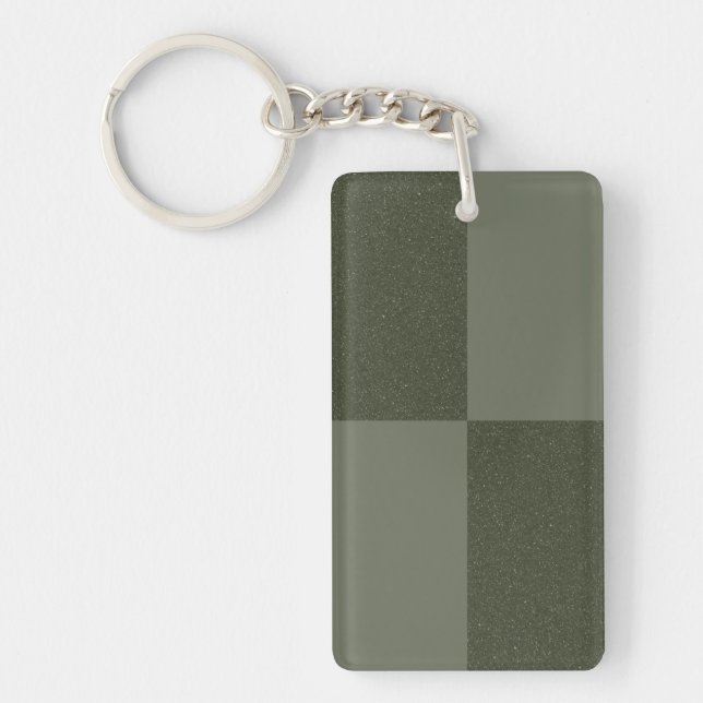 Moss Green Check Pattern Keychain – Customisable (Front)