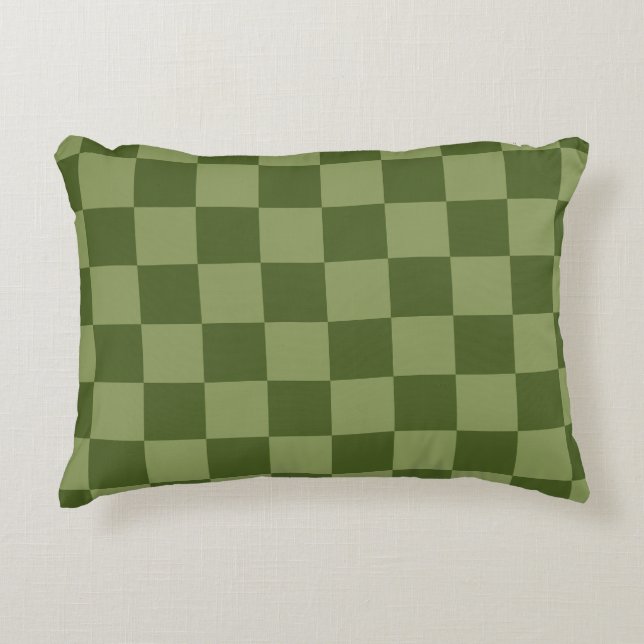 Moss Green Chequerboard Decorative Cushion (Front)