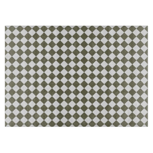 Moss Green Chequerboard pattern Cutting Board (Front)