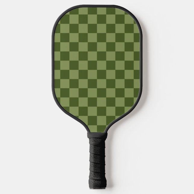 Moss Green Chequerboard Pickleball Paddle (Front)