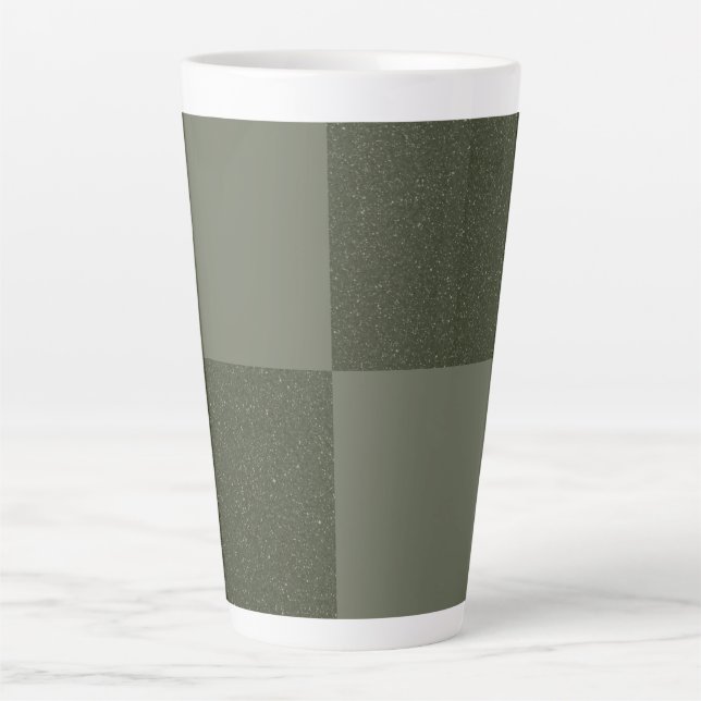 Moss Green Chequered Custom Latte Mug (Front)