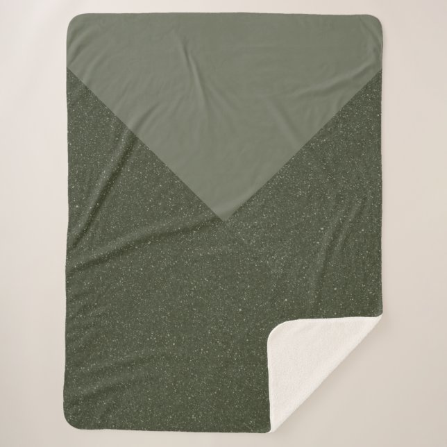 Moss Green Chevron Sherpa Blanket (Front)