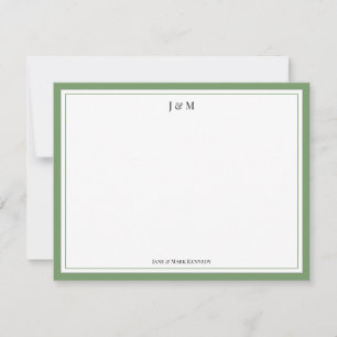 Moss Green Classic Custom Couple Monogram Card