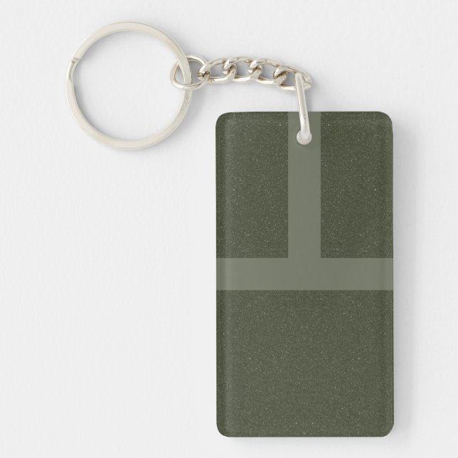 Moss Green Cross Pattern Keychain – Customisable (Front)