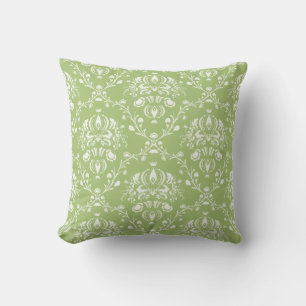 Moss Green Damask Cushion
