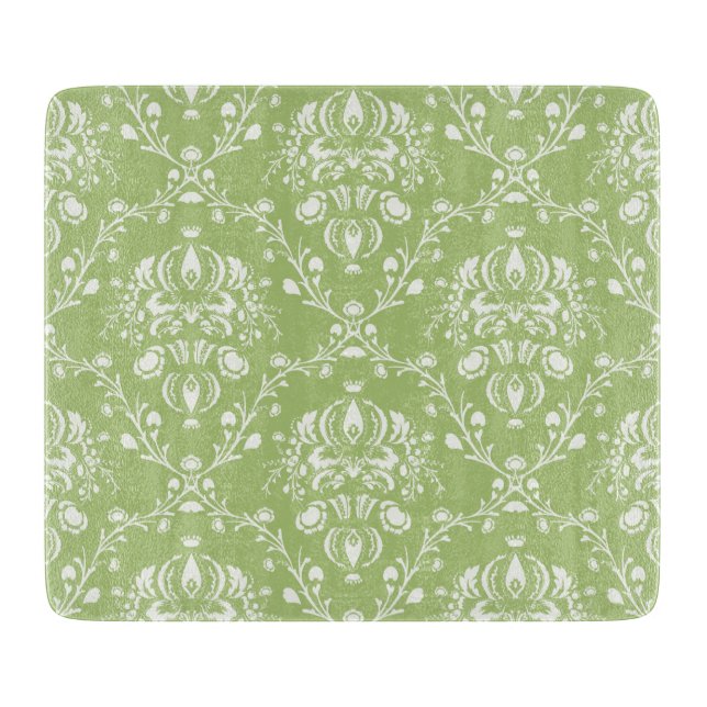 Moss Green Damask Cutting Board (Front)