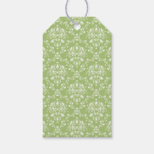 Moss Green Damask Gift Tags