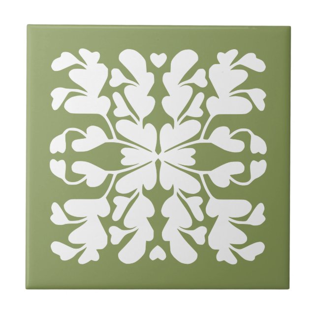 Moss green deco ceramic tile (Front)