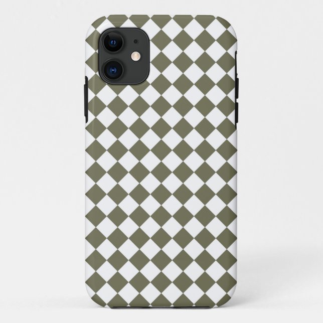 Moss Green Diamond Check pattern Case-Mate iPhone Case (Back)