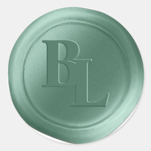 Moss Green Double Monogram Wax Seal Stickers