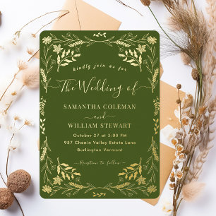 Moss Green Elegant Boho Modern Typography Wedding