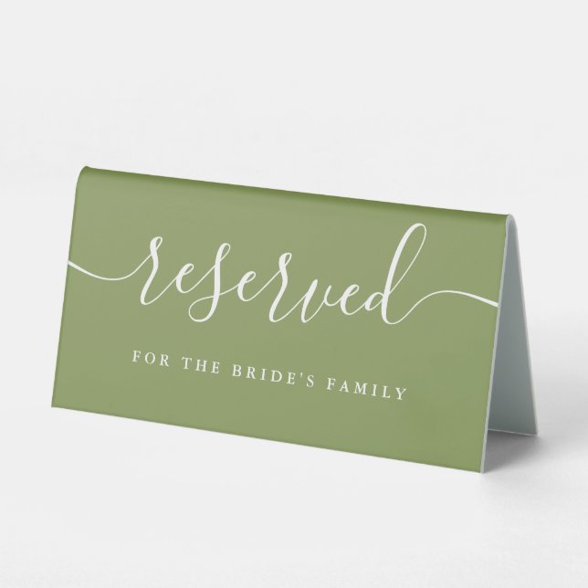 Moss Green Elegant Modern Script Wedding Reserved (Front)