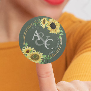 Moss Green • Elegant Modern Wedding Classic Round Sticker