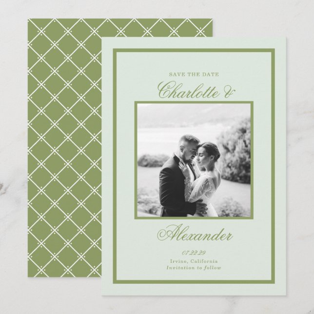 Moss Green Estate Wedding Save the Date Invitation (Front/Back)