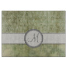 Moss Green Feather Pattern with Grey Monogram