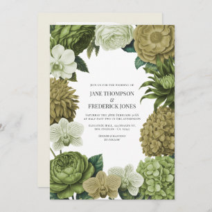 Moss Green, Fern Mist & Pale Pistachio Wedding Invitation
