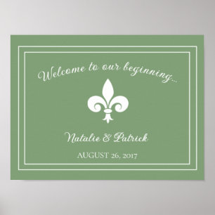 Moss Green Fleur de Lis Wedding Poster
