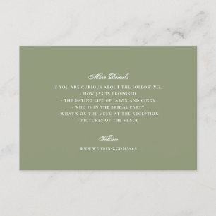 Moss Green Formal Classic Elegant Wedding Enclosure Card