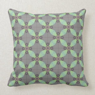 Moss Green geometric on grey Cushion