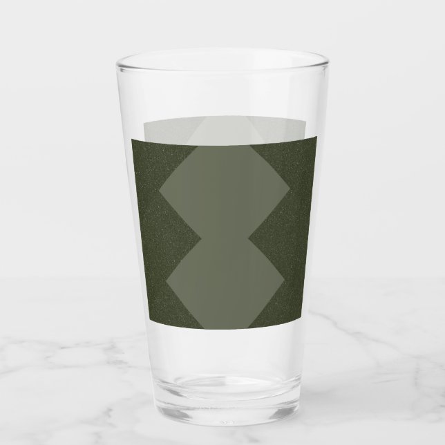 Moss Green Geometric Pint Glass (Front)