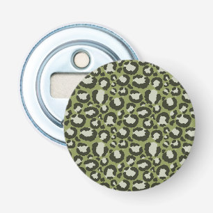Moss Green Glamorous Leopard Spots Animal Print Bottle Opener