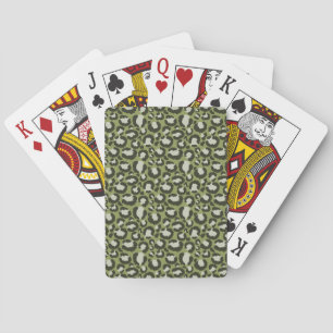 Moss Green Glamorous Leopard Spots Animal Print Playing Cards