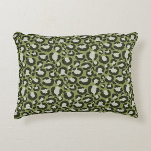 Moss Green Glamourous Leopard Spots Animal Print Decorative Cushion