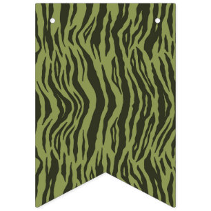 Moss Green Glamourous Tiger Stripes Animal Print Bunting