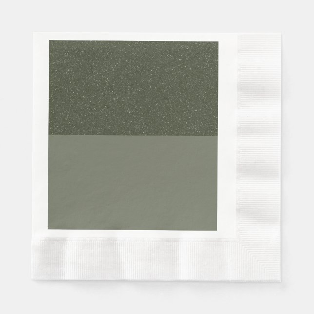 Moss Green Glitter Two-Tone Paper Napkin (Custom) (Front)