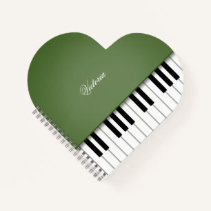 Moss Green Grand Piano Music Keyboard Custom Notebook