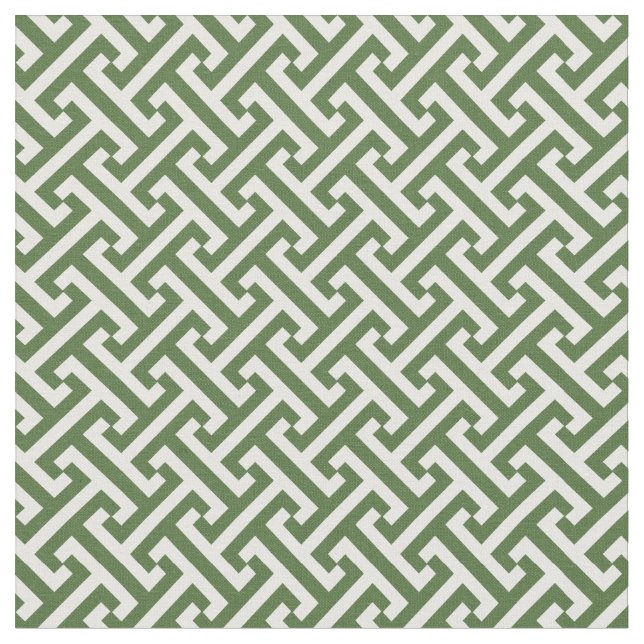 Moss Green Greek Key Pattern Fabric (Close Up)