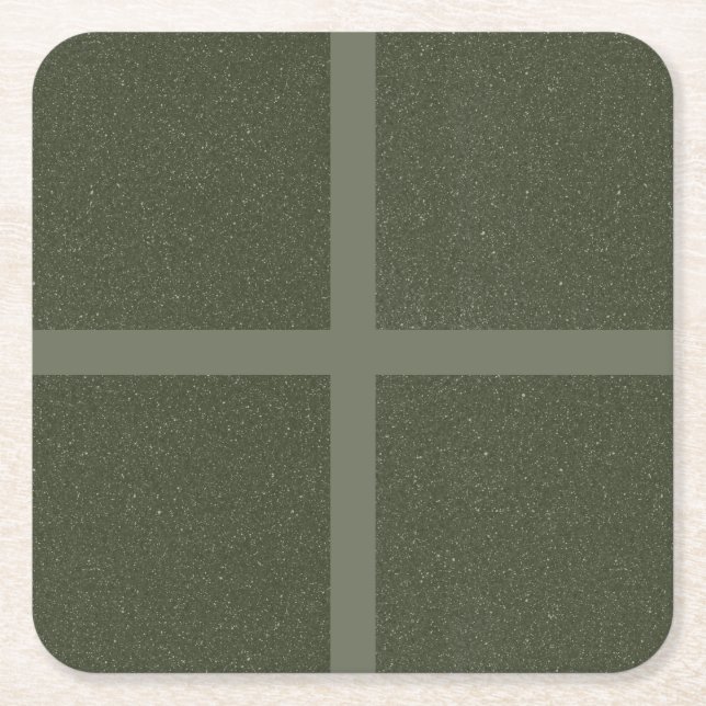 Moss Green Grid Pattern - Paper Coaster (Front)