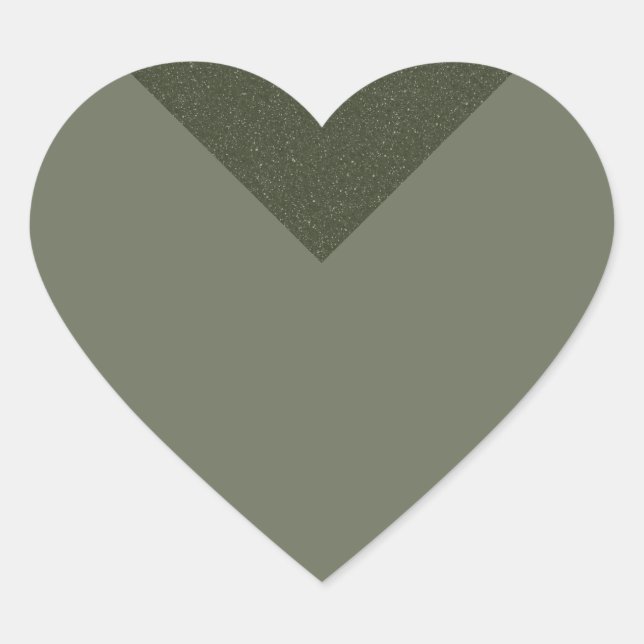 Moss Green Heart Sticker with Texture Accent (Front)