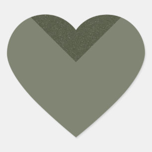 Moss Green Heart Sticker with Texture Accent