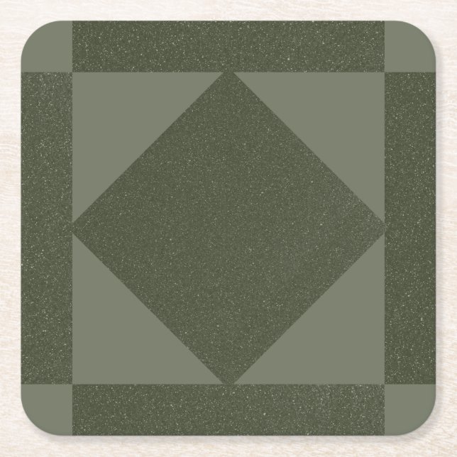 Moss Green Luxe Grid - Paper Coaster (Front)
