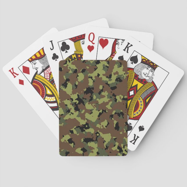 Moss Green Military Camo Playing Cards (Back)