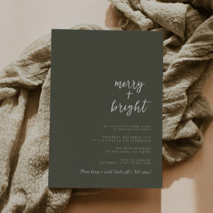 Moss Green Minimalist Modern Christmas Party Invitation