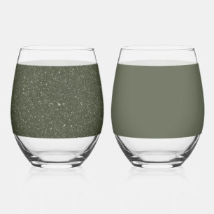 Moss Green Mixed Texture Glass Set – Customisable