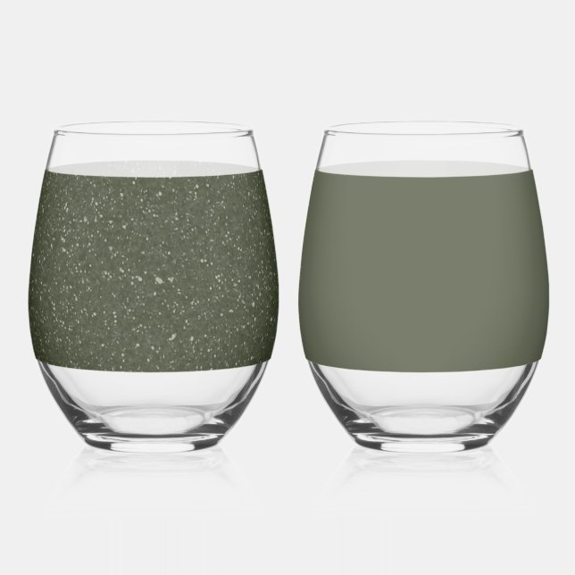 Moss Green Mixed Texture Glass Set – Customisable (Front)