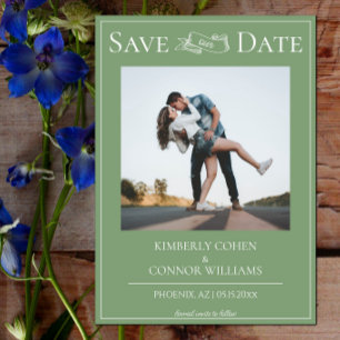 Moss Green Modern Photo Save the Date