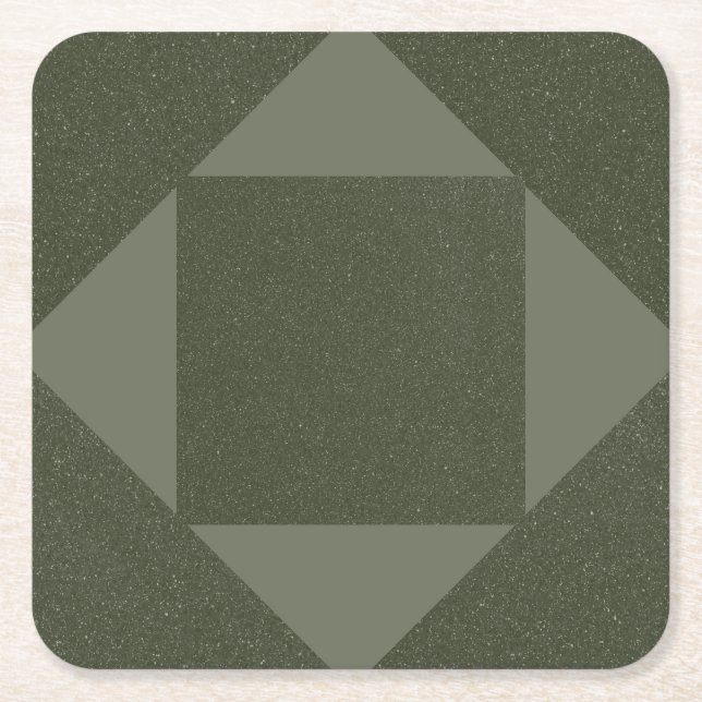 Moss Green Modern Quilt - Paper Coaster (Front)