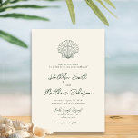 Moss Green Modern Shell Beach Destination Wedding Invitation<br><div class="desc">Moss Green Modern Shell Beach Ocean Destination Wedding Invitation Card. Celebrate your special day with this elegant and beautiful wedding invitation card to beautify your special occasion. All the texts are pre-arranged for you to personalise easily and quickly with your own details. If you need further customisation or matching items,...</div>