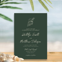 Moss Green Modern Shell Beach Destination Wedding