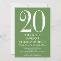 Moss Green Modern Simple Anniversary Invitations