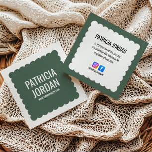 Moss Green modern Wave Simple Social Media Icon Square Business Card