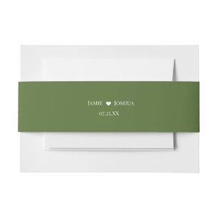 Moss Green Monogram  Invitation Belly Band
